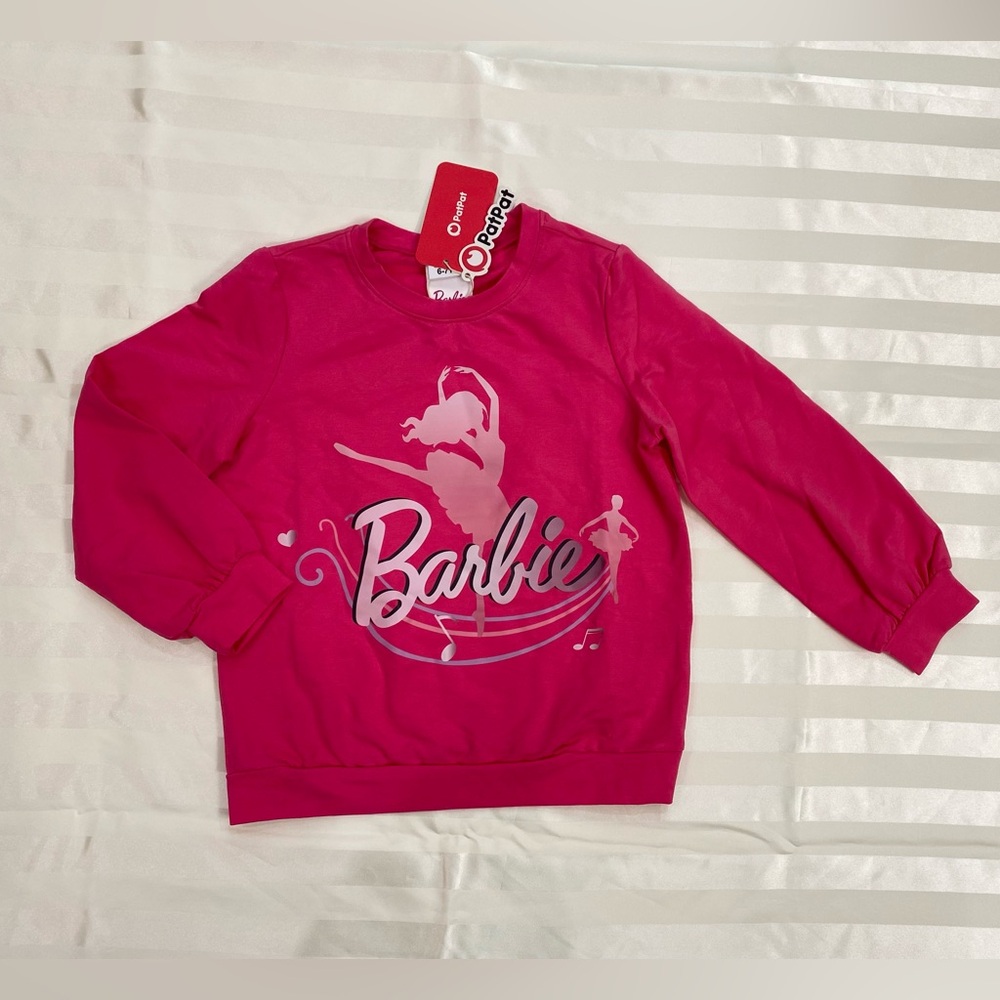 Patpat Girl Barbie Ballet Print Hot Pink Sweatshirt